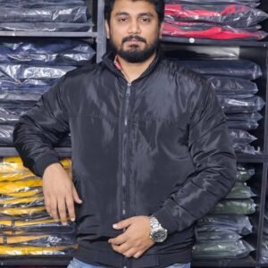 সলিড ব্ল্যাক সাস্কিন জ্যাকেট